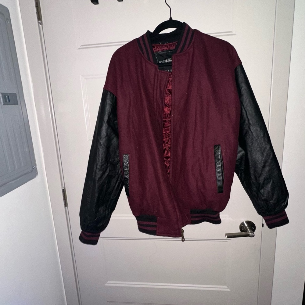 Maroon and Black Men's Jacket